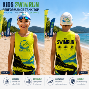 Camisetas de tirantes personalizadas con estampado por sublimación para niños, de poliéster de secado rápido, para natación, correr y eventos. - Product Image 1