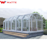 Grande maison toutes saisons en aluminium et verre Design moderne Serre préfabriquée en polycarbonate Salle de soleil Solarium Serre pour villas