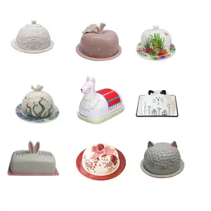 Custom Animal Butter dish, Ceramic Butter dish with lid Ceramic cat ,Llama ,Panda Butter dish with lid ,