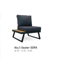 Ensemble de canapés d'extérieur au design moderne 7 places avec cadre en aluminium et table basse en bois de teck, meubles de patio pour jardin et hôtel