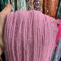 Vente en gros de perles en pierre naturelle facettées de 2 mm, 3 mm, 4 mm, pierres précieuses, quartz rose, citrine, perles de diamant pour la fabrication de bijoux en DIY