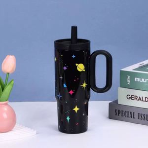 24oz 720ml <b>Macaron</b> Handle Travel Car Tumbler Vacuum Insulated Mug Lid Straw Non-Slip OEM Custom Colorful - Product Image 6