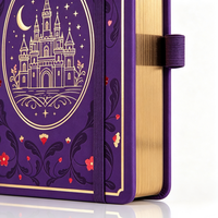 Diario de Tapa Dura A5, Personalizado con Lámina Dorada en Relieve, Cuaderno con Borde Dorado para Regalo