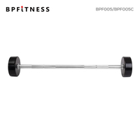 Barre d'haltères fixe de qualité commerciale pour usine, têtes rondes en caoutchouc CPU VANBO pour entraînement de force intensif en salle de sport et musculation