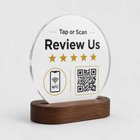 Support de table étanche en PVC pour carte NFC 13,56 MHz en bois, plaque acrylique de haute qualité pour paiement en gros pour restaurant
