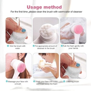 Brosse de nettoyage en gros, mini brosse nettoyante manuelle pour le visage, en silicone, à poils doux, double face, appareil portable - Product Image 6