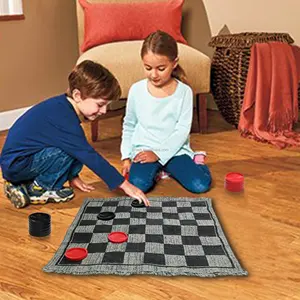 2 IN 1 kolay taşıma dama/TIC TAC TOE oyunu çocuklar yetişkinler için aile akıllı eğitim satranç oyunları kurulu