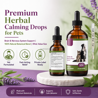 Gouttes calmantes pour animaux de compagnie, soulagement de l'anxiété pour chiens et chats, Ashwagandha, fleur de passion, complément liquide, bien-être du système nerveux, 2 oz