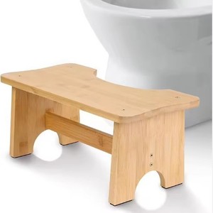 <b>Bamboo</b> Toilet <b>Stool</b> Non Slip Wooden Squatting Bench Bathroom Minimalist Design Easy Clean Storage Rack - Product Image 1