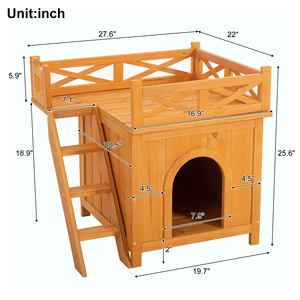 Abri pour chat en bois avec balcon et échelle - Product Image 3