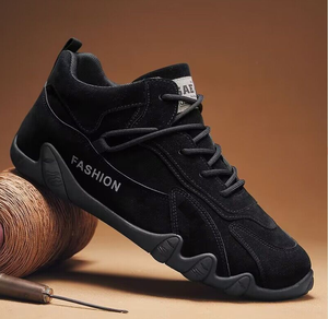 Botas de tobillo de cuero impermeables para hombre, zapatillas deportivas con cordones, estilo casual para motocicleta y caminar. - Product Image 3