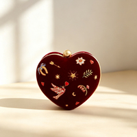 Boîtes de rangement pour bijoux de luxe, brodées à la main, en forme de cœur, rigides, avec séparateurs pour bagues et boucles d'oreilles, emballage personnalisé en velours, boîte cadeau pour organiser les bijoux