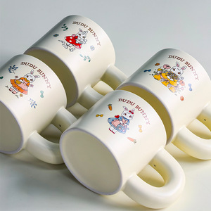 Dudu Bunny <b>Ceramic</b> Mug Creamy Glaze Cute Cartoon Design For Girls Office Coffee <b>Cup</b> - Product Image 3