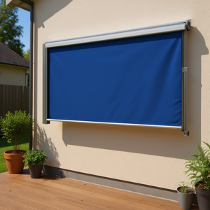 Tenda Laterale Retrattile Blu 80x300 cm, Montaggio a Parete, Riparo Esterno, Azionamento Manuale, Telaio in Alluminio, Telo in Poliestere - Product Image 2