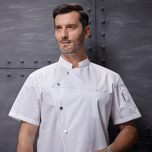 Uniforme <span class=keywords><strong>de</strong></span> chef respirant à manches courtes pour hommes (35% coton 65% polyester) pour les restaurants occidentaux et les cuisines d'hôtels, vêtements <span class=keywords><strong>de</strong></span> <span class=keywords><strong>travail</strong></span> OEM - Product Image 2