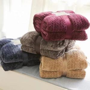 2020 Embossing Design Flannel Fleece Airline <strong>Herringbone</strong> Travel <strong>Blanket</strong> - Product Image 6