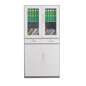 Cheap Price Steel File Cupboard Glass Door 2 Drawers Metal Storage Cabinet