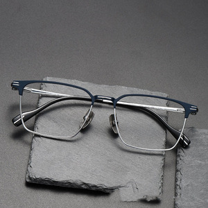 Kacamata Komputer Anti Cahaya Biru <span class=keywords><strong>Titanium</strong></span> Persegi Mode Klasik Tren Baru Buatan Tangan dengan Double Bridge - Product Image 5