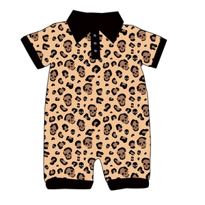 Combinaison Bébé Fille Personnalisable avec Logo, Manches Courtes, Boutons au Col, Imprimée, à Pressions, en Coton Bio, pour l'Été - Product Image 2