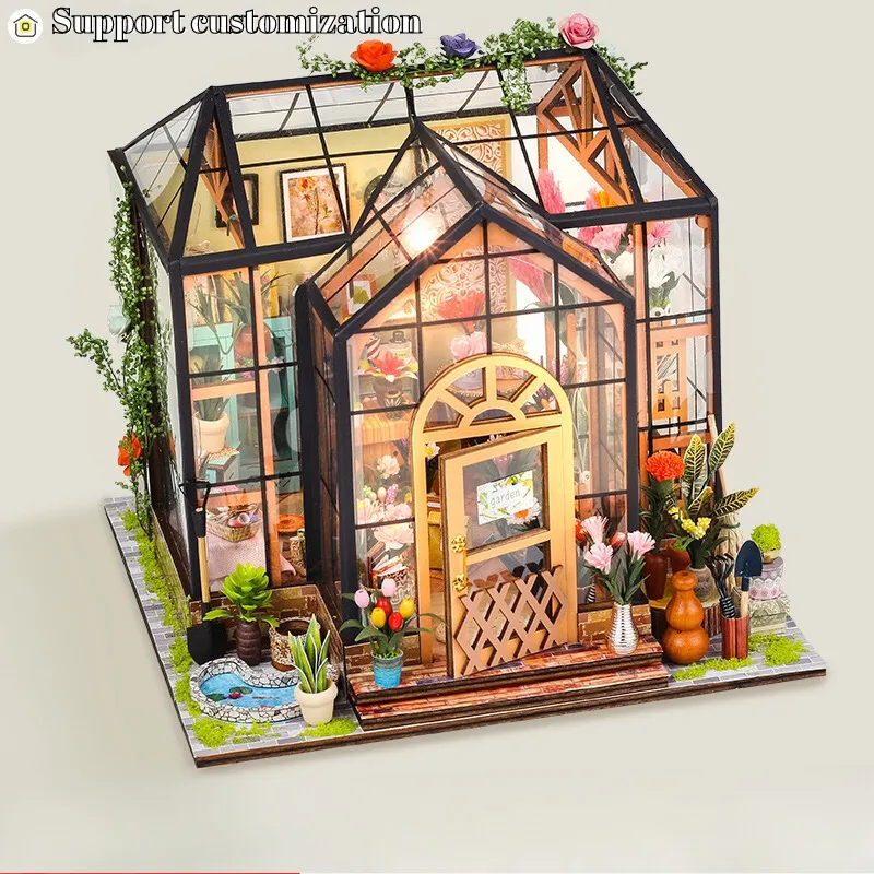 Personalizzato 3D Puzzle di legno giocattoli artigianali fai da te in miniatura casa decorazione della casa in legno in miniatura Kit di casa delle bambole per le ragazze
