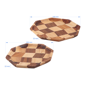 Plateaux de service en bois écologiques en acacia et frêne, ronds et à carreaux, en gros - Product Image 5