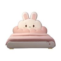Mädchen-Schlafzimmerbett mit Plüschbezug in Rosa-Weiß, Weichen Abgerundeten Kanten und Dekorativen Cartoon-Akzenten