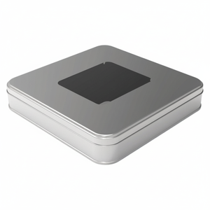 Kontensan Square Tin Can Cosmetic Container L798 215x215x40mm Turkey Origin <b>Window</b> Lid - Product Image 2