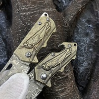 Couteau de poche pliant Bochen de haute qualité 2026 en acier Damas pour le camping en plein air, outils de bricolage EDC, manche en laiton