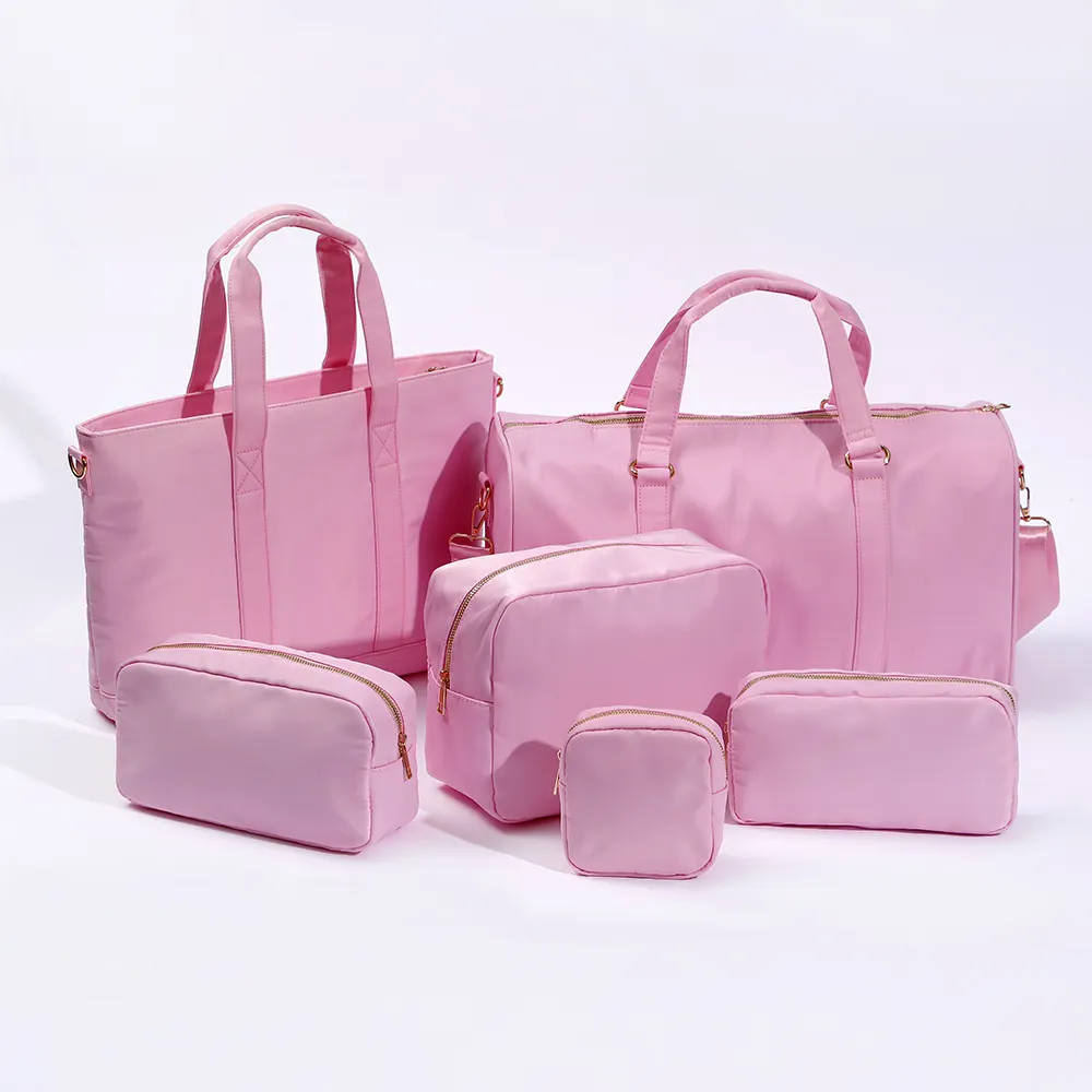 Wholesale Perfect Gifts Nylon Pink Bags Duffle Backpack Cosmetic Tote Bag Waterproof Large Capacity Travel Bag Set
