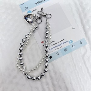 CHENXI – Nouvelle breloque de téléphone en alliage pour femme, motif cœur, perles argentées, accessoires Y2K, porte-clés, bracelet de poignet - Product Image 2