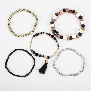 Fashion Jewelry Beaded Bracelets Set Tassel <b>Charm</b> Multicolor Elastic <b>Bangles</b> Unisex Gift Made In China - Product Image 3