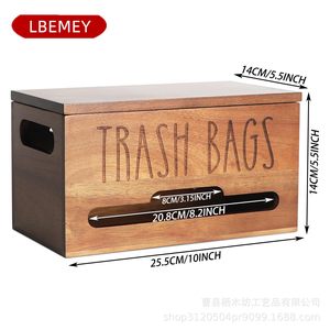 กล่องเก็บถุงขยะติดผนังไม้ Lbemey กล่องไม้ทรงสี่เหลี่ยมสำหรับห้องน้ำพร้อมฝาปิด - Product Image 5