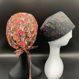 Cuffie chirurgiche in cotone intrecciato con stampa a cartoni animati, berretti da infermiera con fodera in raso per donne e medici - Product Image 5