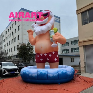 Décoration de Fête de Noël de Style Hawaïen Père Noël Gonflable, Ballon Mascotte Géant Gonflable Père Noël - Product Image 1