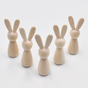 Figurine de lapin en bois réaliste style graffiti Shine Pep SPW-009JJ, petite marionnette pour décoration de Pâques, jouet pour bébé de 2 à 4 ans, unisexe - Product Image 3