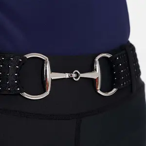 Horse back riding belt silver Snaffle Bit Buckle Equestrian Belt for Rider fabric Elastic Belt Customization label