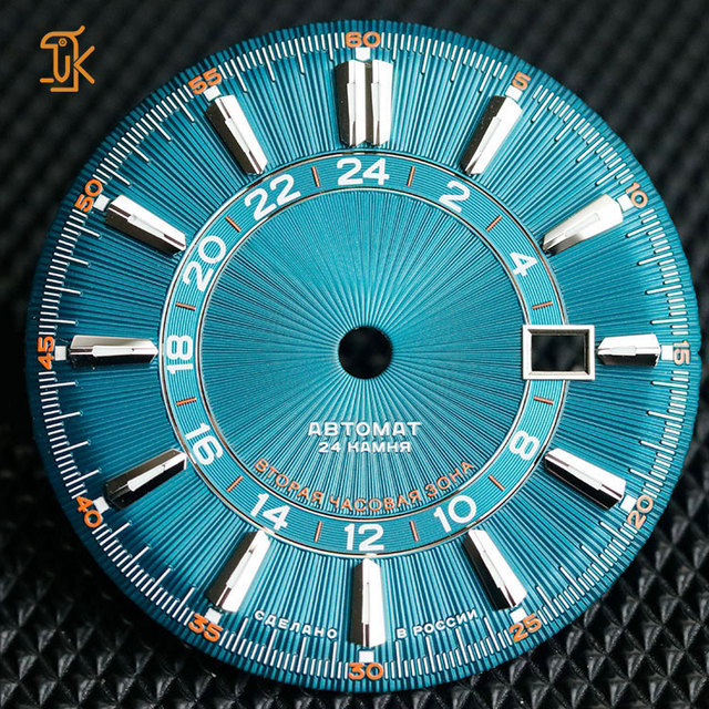 Luxury 24 Hour Watch Dial for Miyota 8n24 Eta 2824 Sunburst Dive Watch Blue Dial With Date Parts Manufacturers