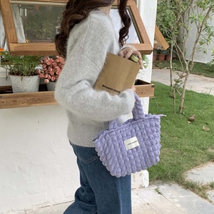 Bolso Tote de Ganchillo Rosa, Color Sólido, Cierre de Cremallera, Moda para Uso Diario, Todas las Temporadas, Bolso de Mano para Mujer - Product Image 5