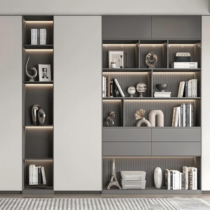 خزانة كتب خشبية عصرية للمنزل مع أبواب وأدراج، رف كتب مخصص للدراسة - Product Image 6