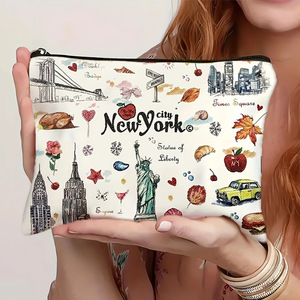 <strong>Paris</strong> Fashion Large Canvas Makeup Bag-Multifunctional Zipper <strong>Pouch</strong> for Jewelry &amp; Travel Storage - Product Image 2