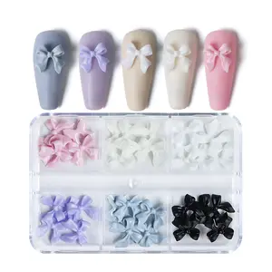 Groothandel Nieuwe 6 Grids Vlinder Lint Strik Hars Nail Art Ornamenten Decoratie 3d Hars Strik Nail Art Decoratie Bedels