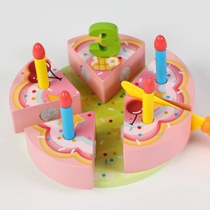 Jouet <span class=keywords><strong>de</strong></span> gâteau <span class=keywords><strong>d</strong></span>'<span class=keywords><strong>anniversaire</strong></span> en bois pour enfants réaliste semblant jouer ensemble <span class=keywords><strong>de</strong></span> coupe <span class=keywords><strong>de</strong></span> nourriture Montessori jouet éducatif pour les enfants - Product Image 2