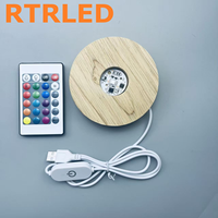 Support d'affichage en bois USB LED pour boule de cristal, lampes lithophane, sphère en verre, éclairage décoratif, base de lampe imprimée en 3D
