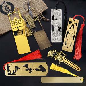China Factory Wholesale Custom Logo Brass Metal Gold Silver Plated Die Cut Bookmarks Bookmark Metal for Books With Tassels - Product Image 1