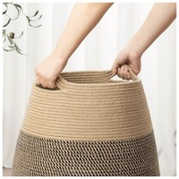 Panier à linge pliable en corde de coton tressée, écologique, moderne, 85L, pour la cuisine, la salle de bain, le rangement des vêtements sales, des jouets, des couvertures