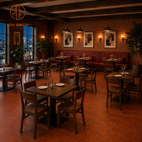Ron Group Fabrikpreis Kommerzielle Restaurant-Möbelgarnitur Leder-Sitzbank Quadratischer Langlebiger Holztisch und Stuhl