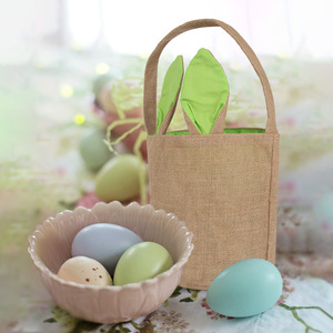 Cute Bunny Ear Tote <b>Bag</b> Canvas Gift <b>Bag</b> 30.5 X 25.5 X 10 Cm Eco Friendly For <b>Easter</b> Party - Product Image 2