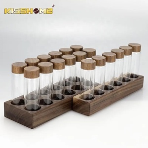 Rak Penyimpanan Biji Kopi Klasik Ramah Lingkungan dari Kayu dan Kaca dengan 6/12 Lubang Penyimpanan 2Oz untuk Kopi dan Teh - Product Image 5