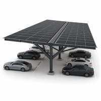 Système de carport solaire commercial triphasé à double rangée de panneaux monocristallins de type Y, 50KW 100KW, raccordé au réseau, pour le stationnement