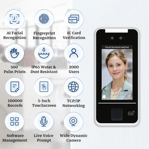 Realand ZDAK47-LAN 5-inci Pemindai Telapak Tangan Tahan Air Pengontrol Akses Pengenal Wajah & Perangkat Absensi Biometrik - Product Image 3